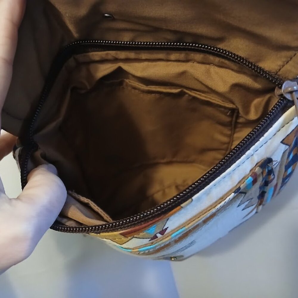 New Western Aztec print Shoulder Bag Purse Cowgirl Brown Turquoise Southwestern - Picture 5 of 10